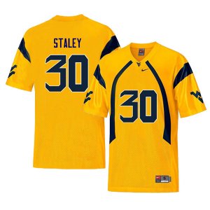 Men's West Virginia Mountaineers NCAA #30 Evan Staley Yellow Authentic Nike Retro Stitched College Football Jersey DD15H21VC